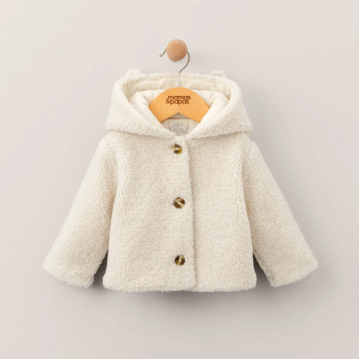 Cream Borg Hooded Jacket